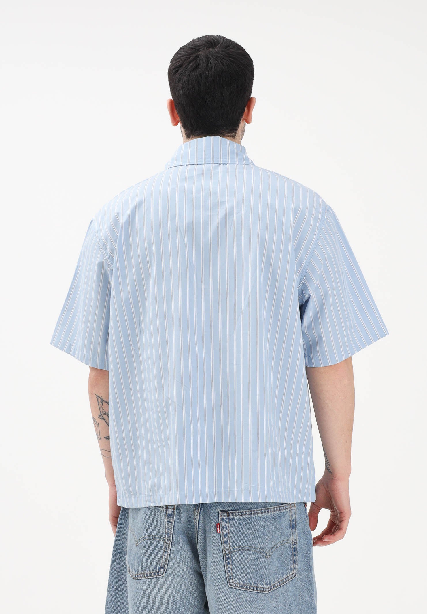 DICKIES Camicia a manica corta Venedocia azzurra da uomo con motivo a righe DK0A88GUL391 . DIckies 