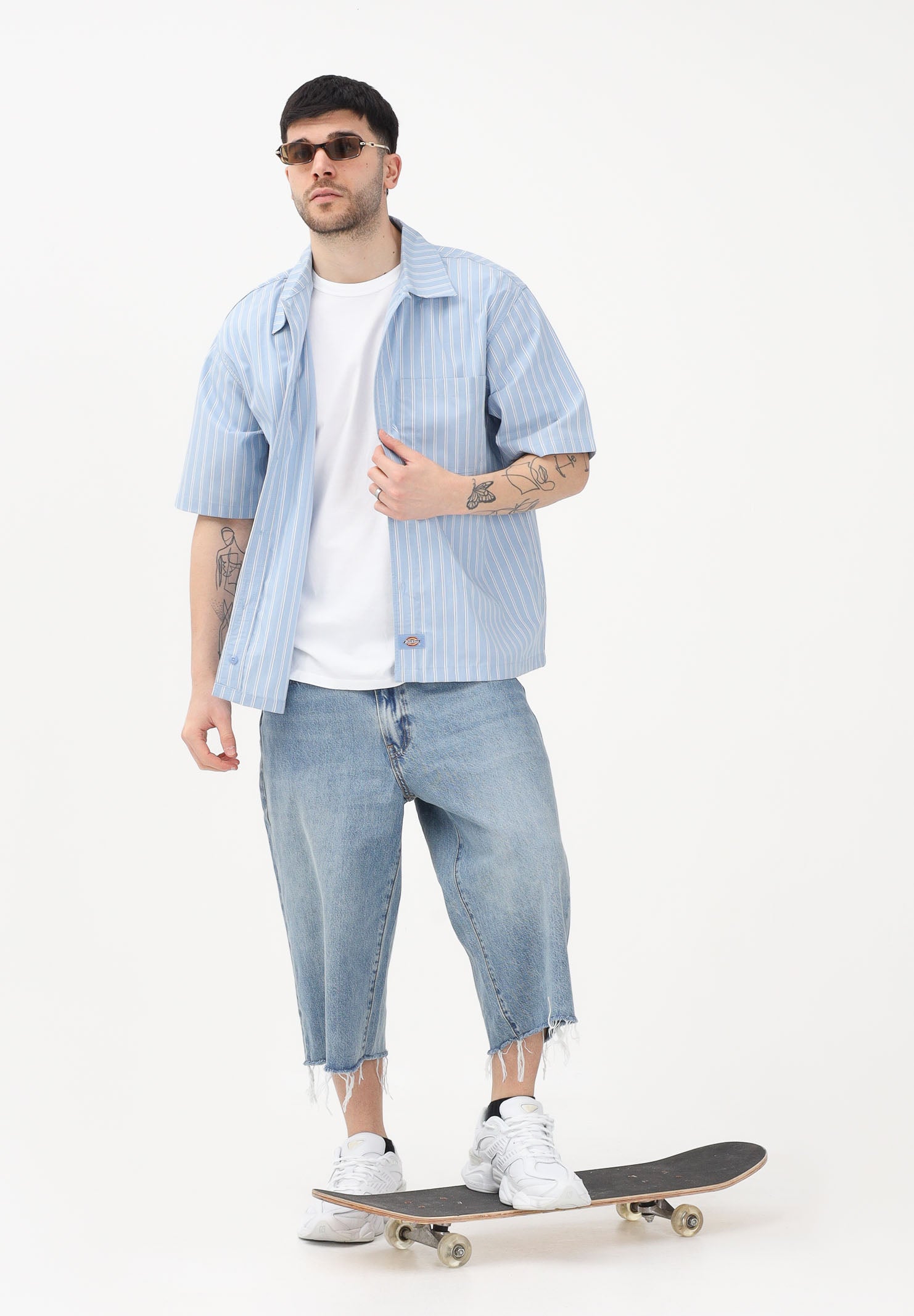 DICKIES Camicia a manica corta Venedocia azzurra da uomo con motivo a righe DK0A88GUL391 . DIckies 