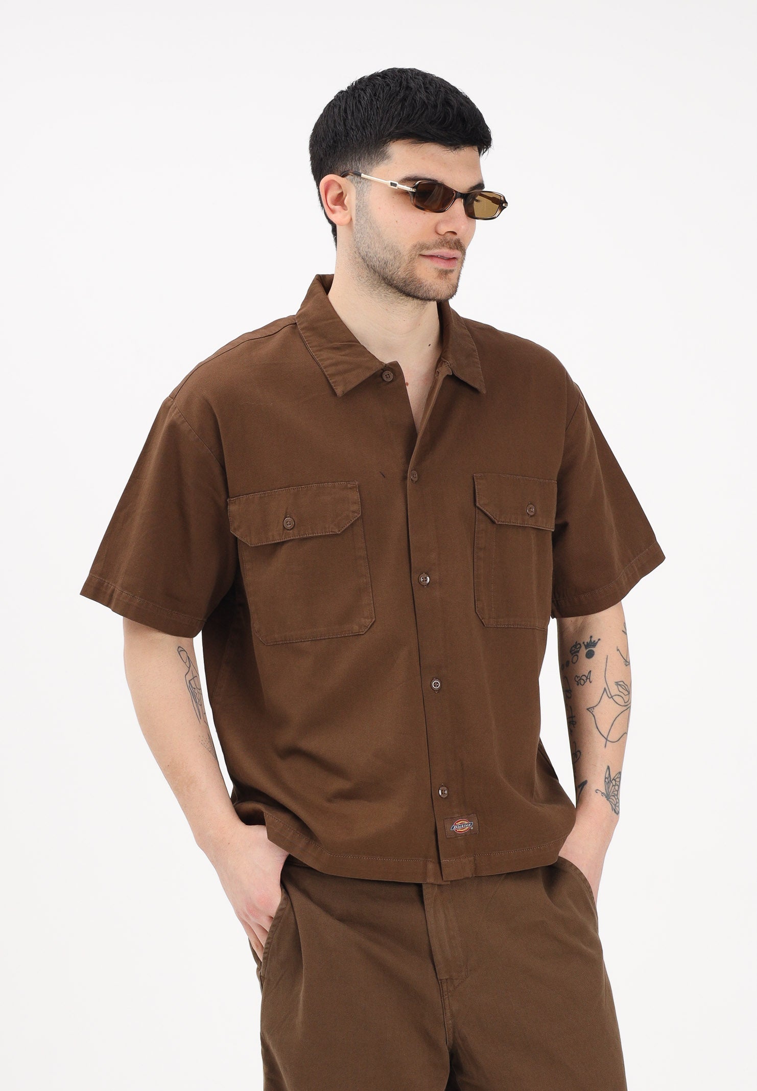 DICKIES Camicia a manica corta Unionville marrone da uomo DK0A88N90TB1 . DIckies 