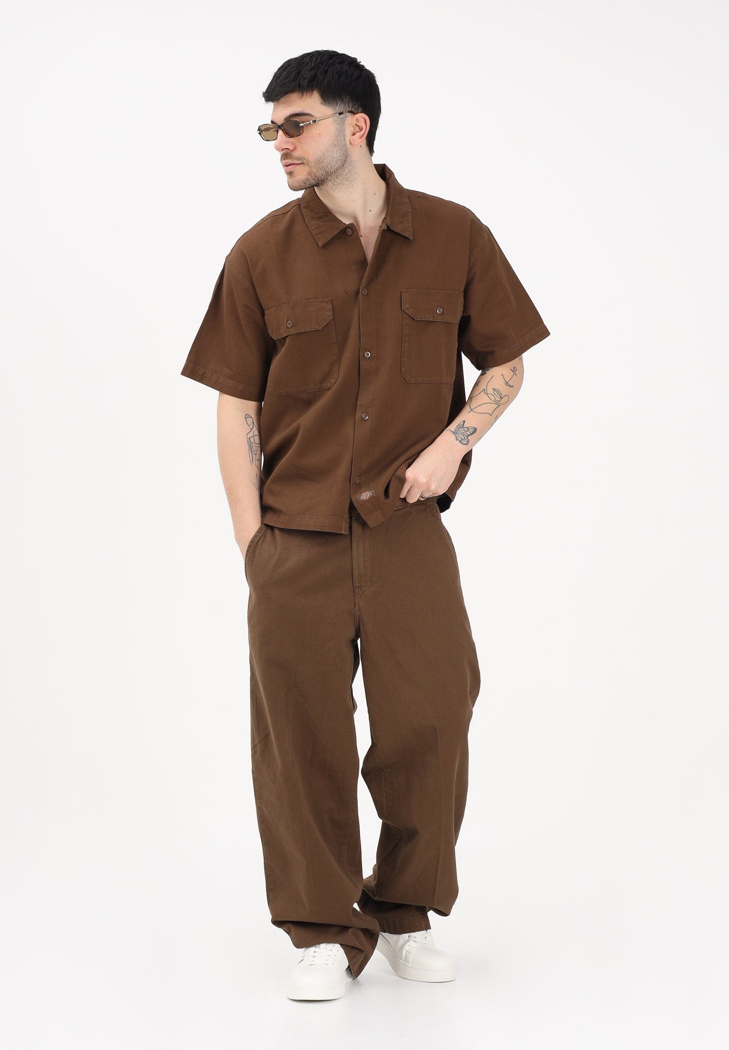 DICKIES Camicia a manica corta Unionville marrone da uomo DK0A88N90TB1 . DIckies 