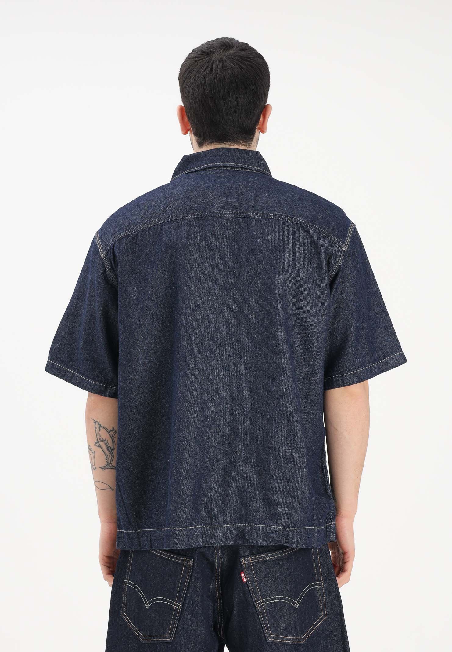 DICKIES Camicia a manica corta in denim blu da uomo DK0A88PHRIN1 . DIckies 
