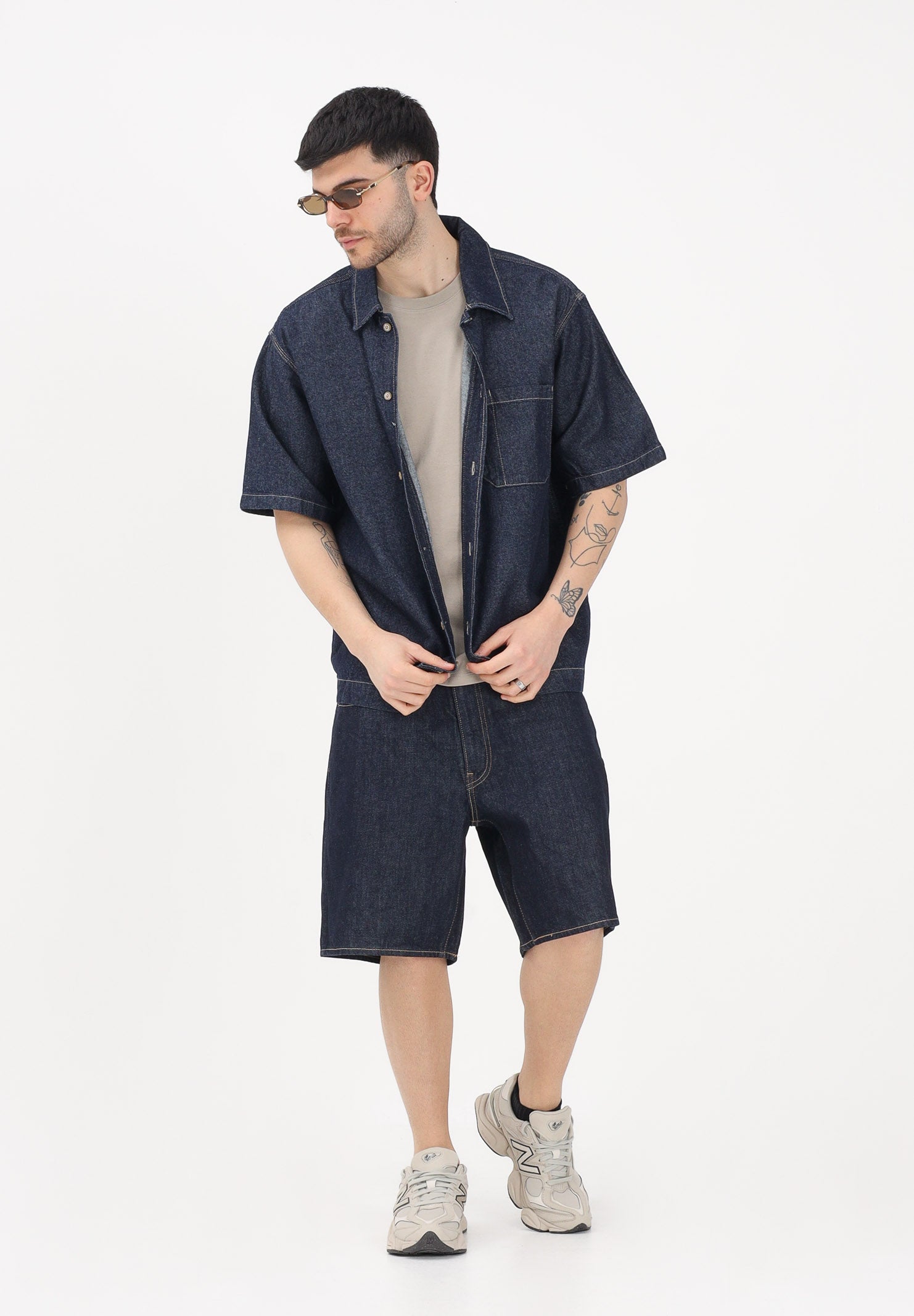 DICKIES Camicia a manica corta in denim blu da uomo DK0A88PHRIN1 . DIckies 