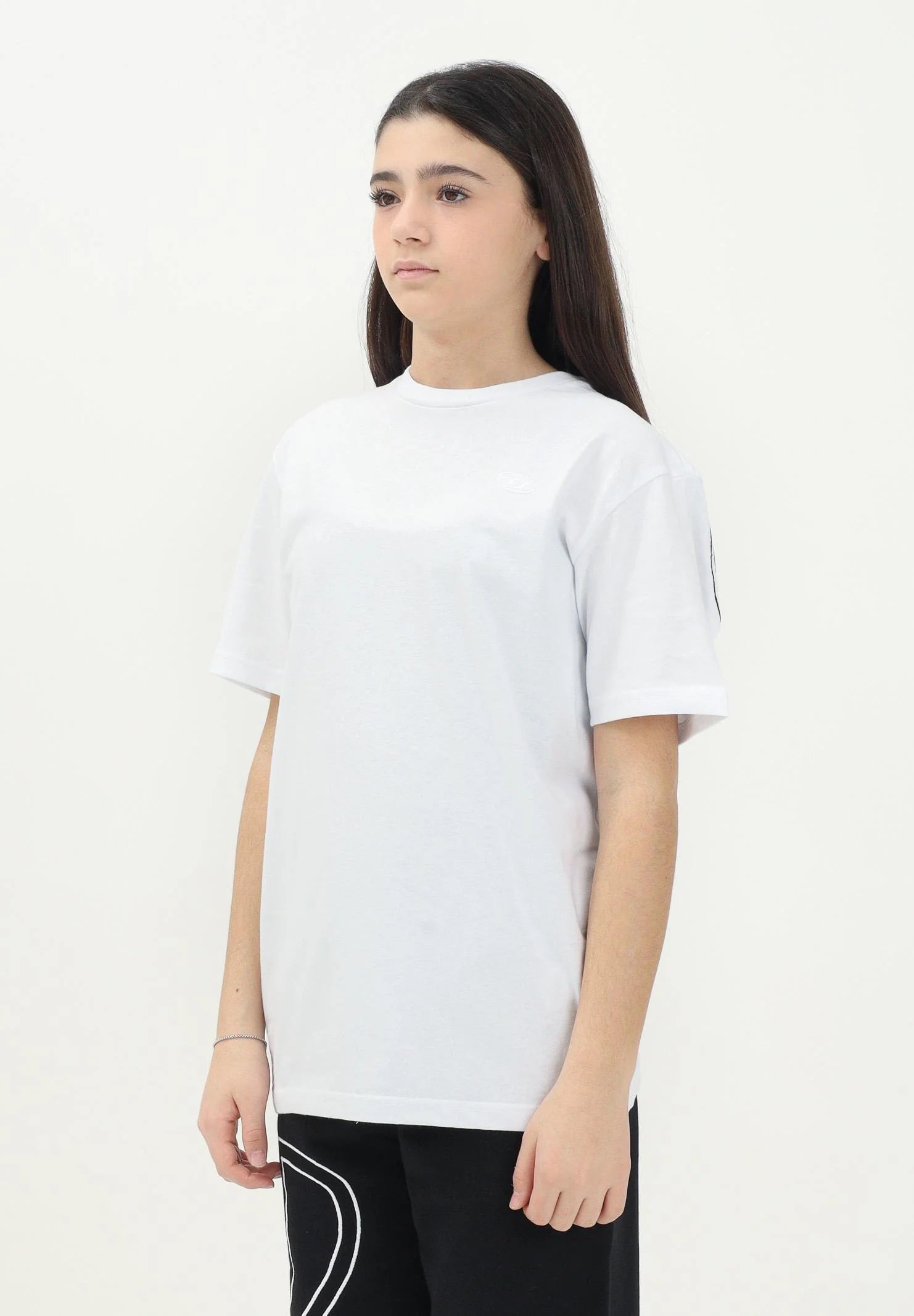 DIESEL T-shirt a manica corta bianca per donna, ragazzi e bambini con maxi logo Oval D J022760HGAM K100 DIESEL 