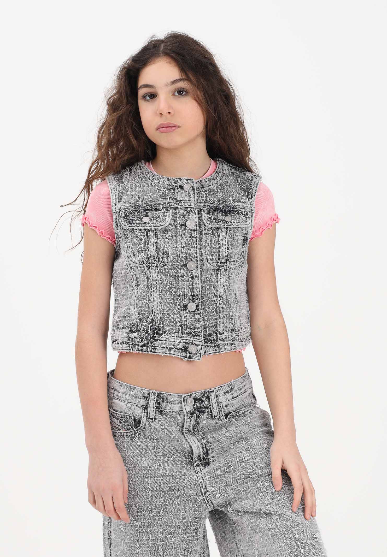 DIESEL Gilet grigio per donna, ragazze e bambine in denim effetto tweed J02509KXBR5 K02 DIESEL 