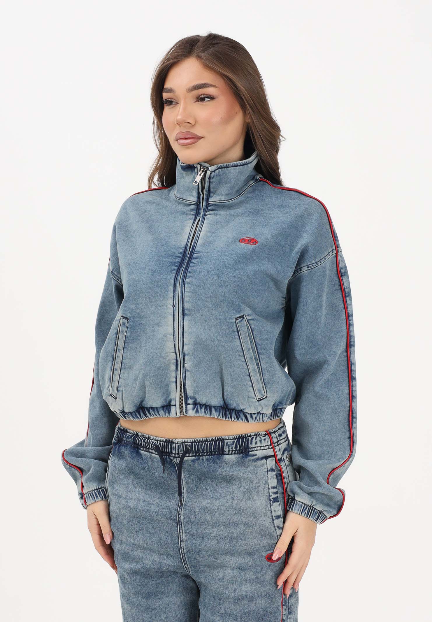 DIESEL Giubbotto di jeans in denim medio per donna, ragazzi e bambini con logo ricamato J02540KXBRS K01 DIESEL 