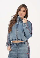 DIESEL Giubbotto di jeans in denim medio per donna, ragazzi e bambini con logo ricamato J02540KXBRS K01 DIESEL 