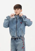DIESEL Giubbotto di jeans in denim medio per donna, ragazzi e bambini con logo ricamato J02540KXBRS K01 DIESEL 