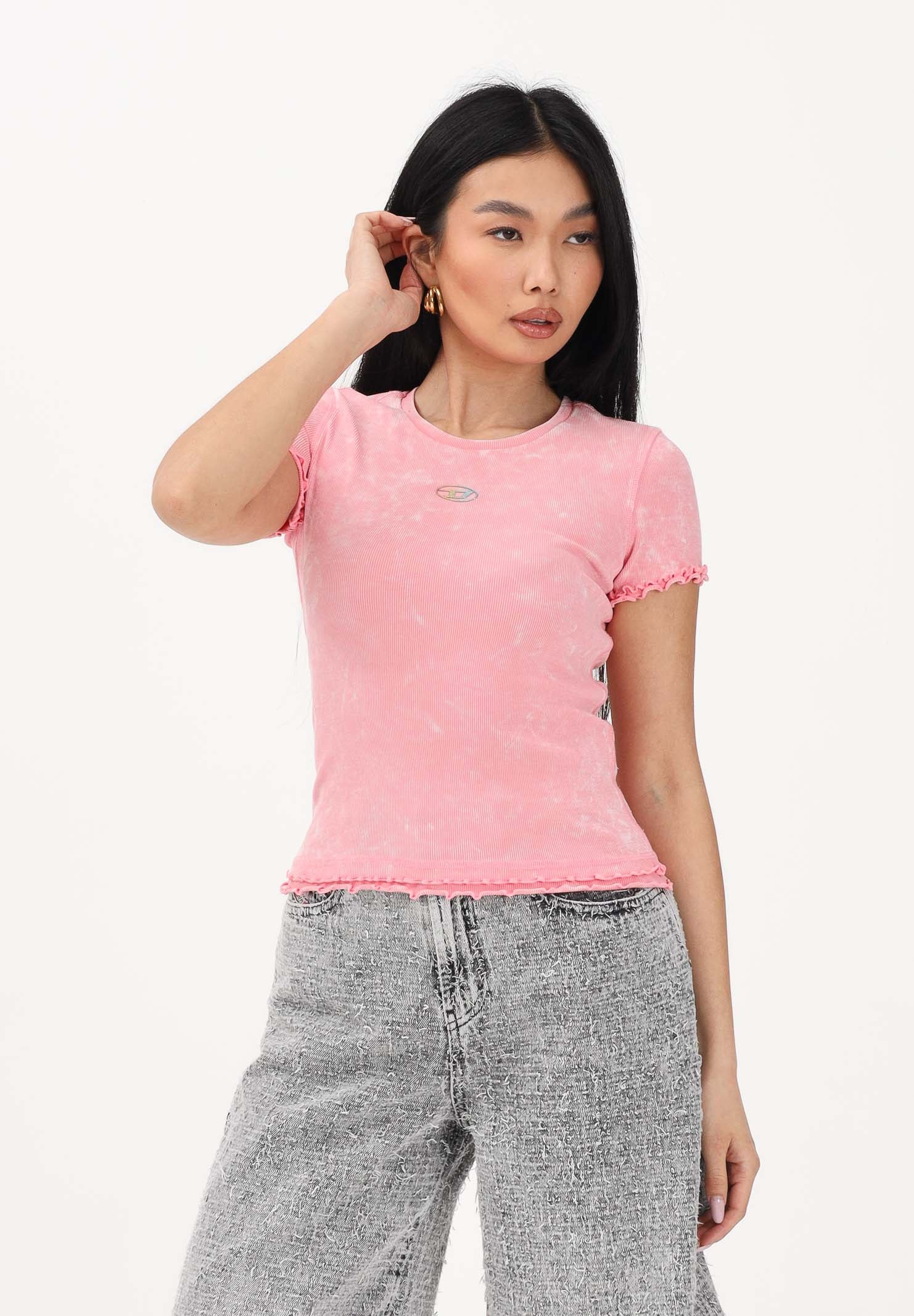 DIESEL T-shirt a manica corta rosa per donna, ragazze e bambine con logo J02579KYA0E K333 DIESEL 