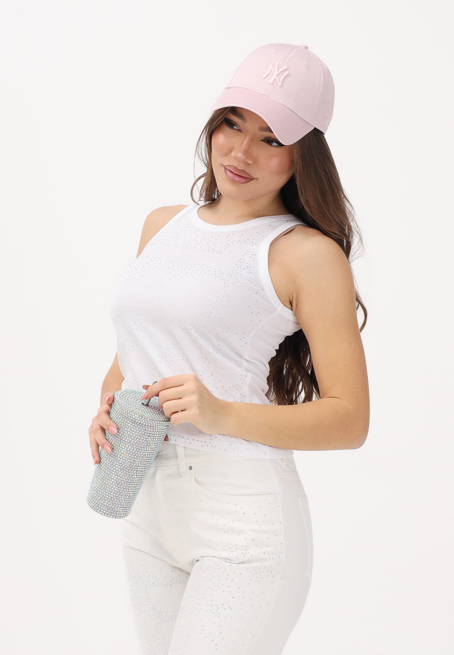 DIESEL Canotta bianca per donna, ragazze e bambine con strass J02600KYA0B K100 DIESEL 