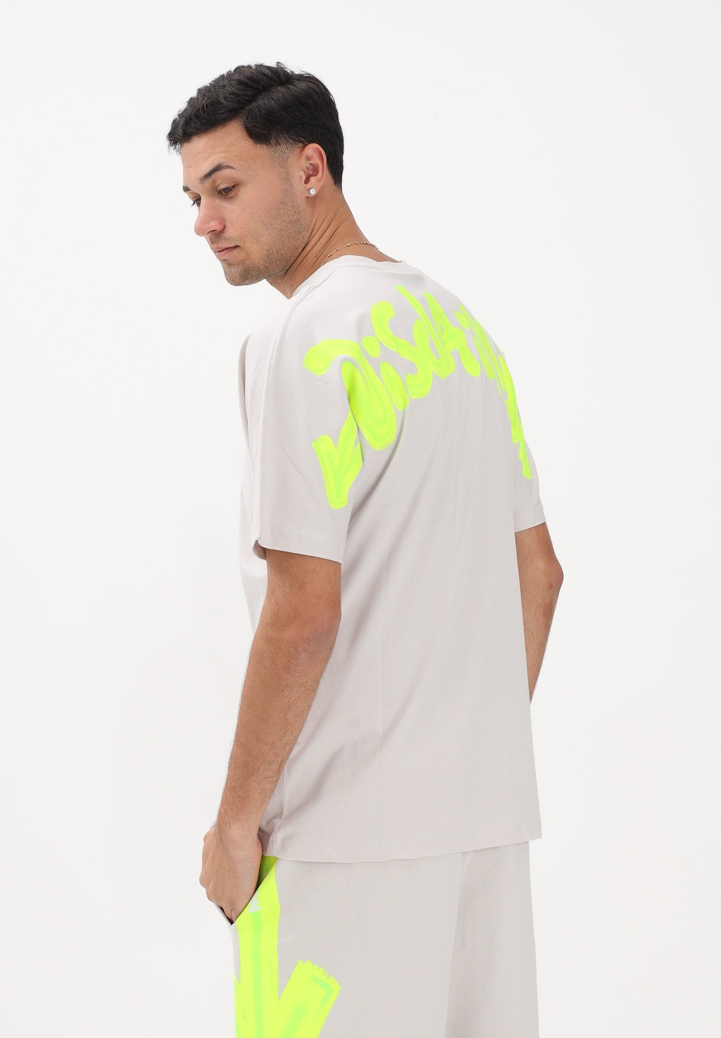 DISCLAIMER T-shirt a manica corta ghiaccio da uomo con stampa logo 26EDS55401 GHGF DISCLAIMER 