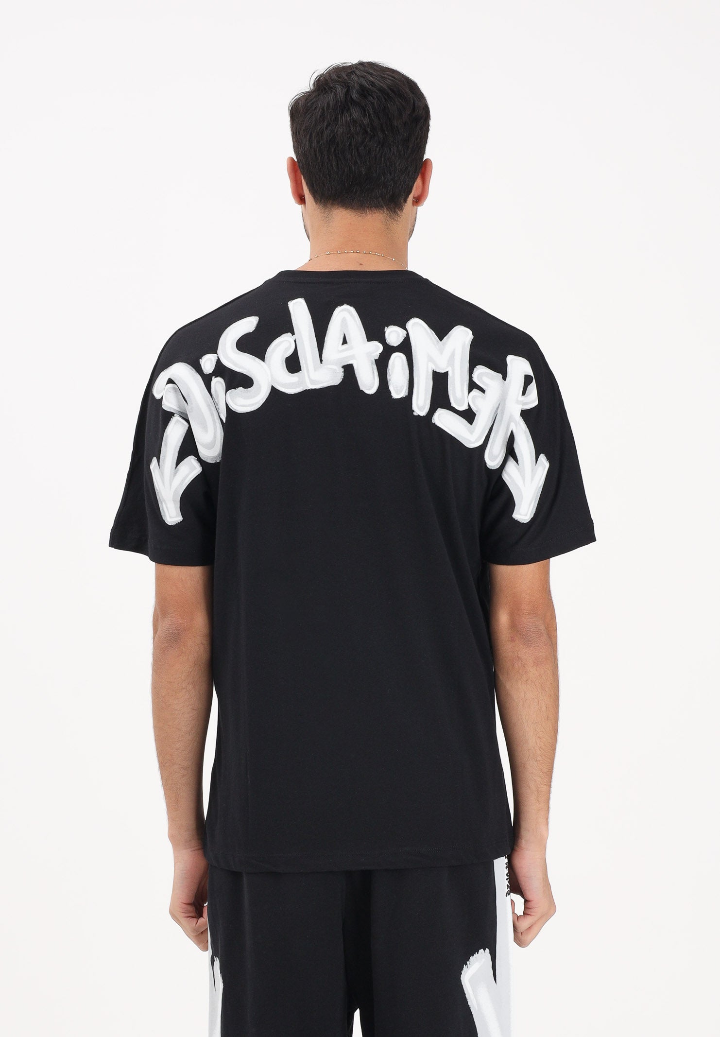 DISCLAIMER T-shirt a manica corta nera da uomo con stampa logo 26EDS55401 NEBI DISCLAIMER 