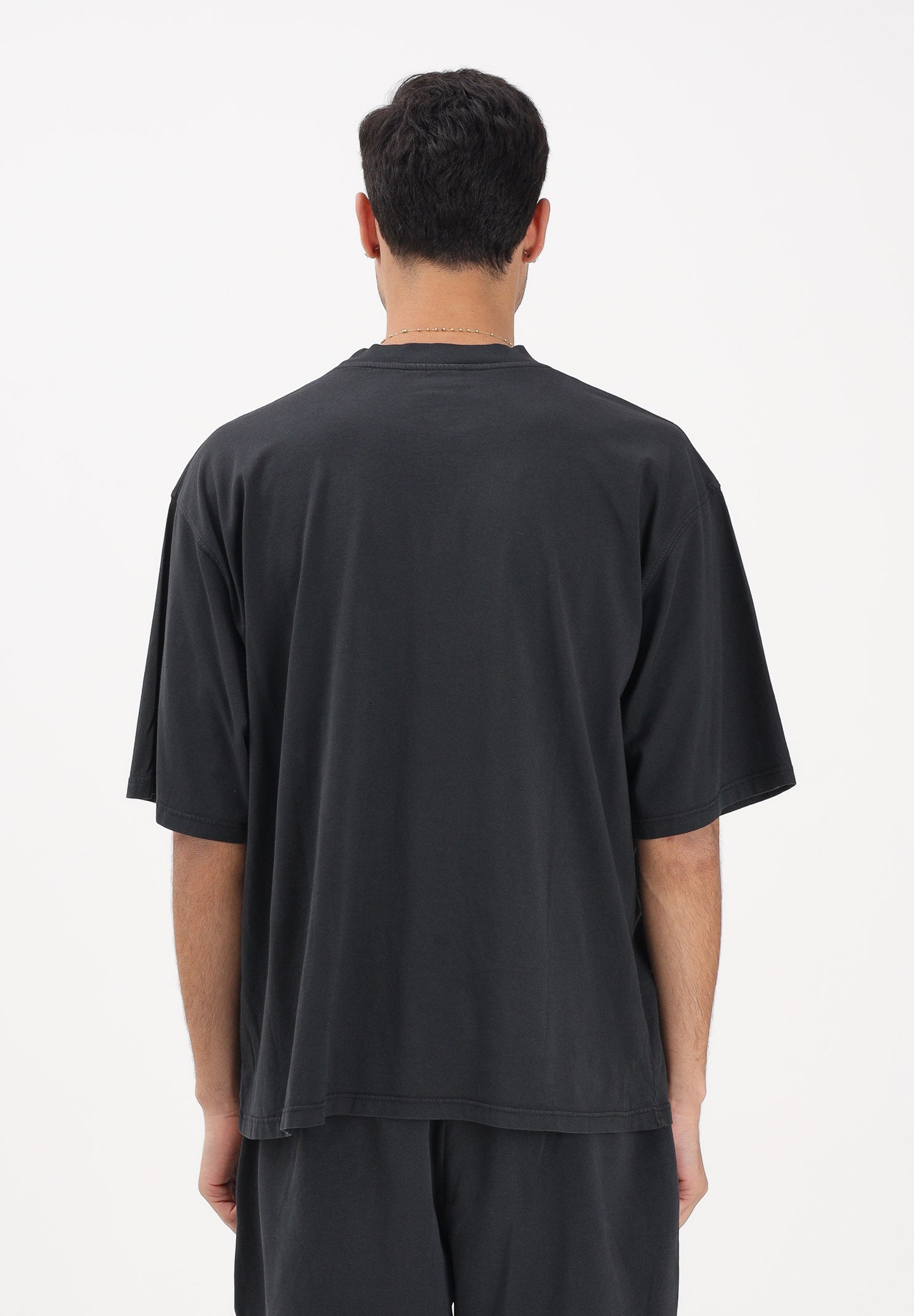 DISCLAIMER T-shirt a manica corta nera da uomo con logo al collo 26EDS55423 NE DISCLAIMER 