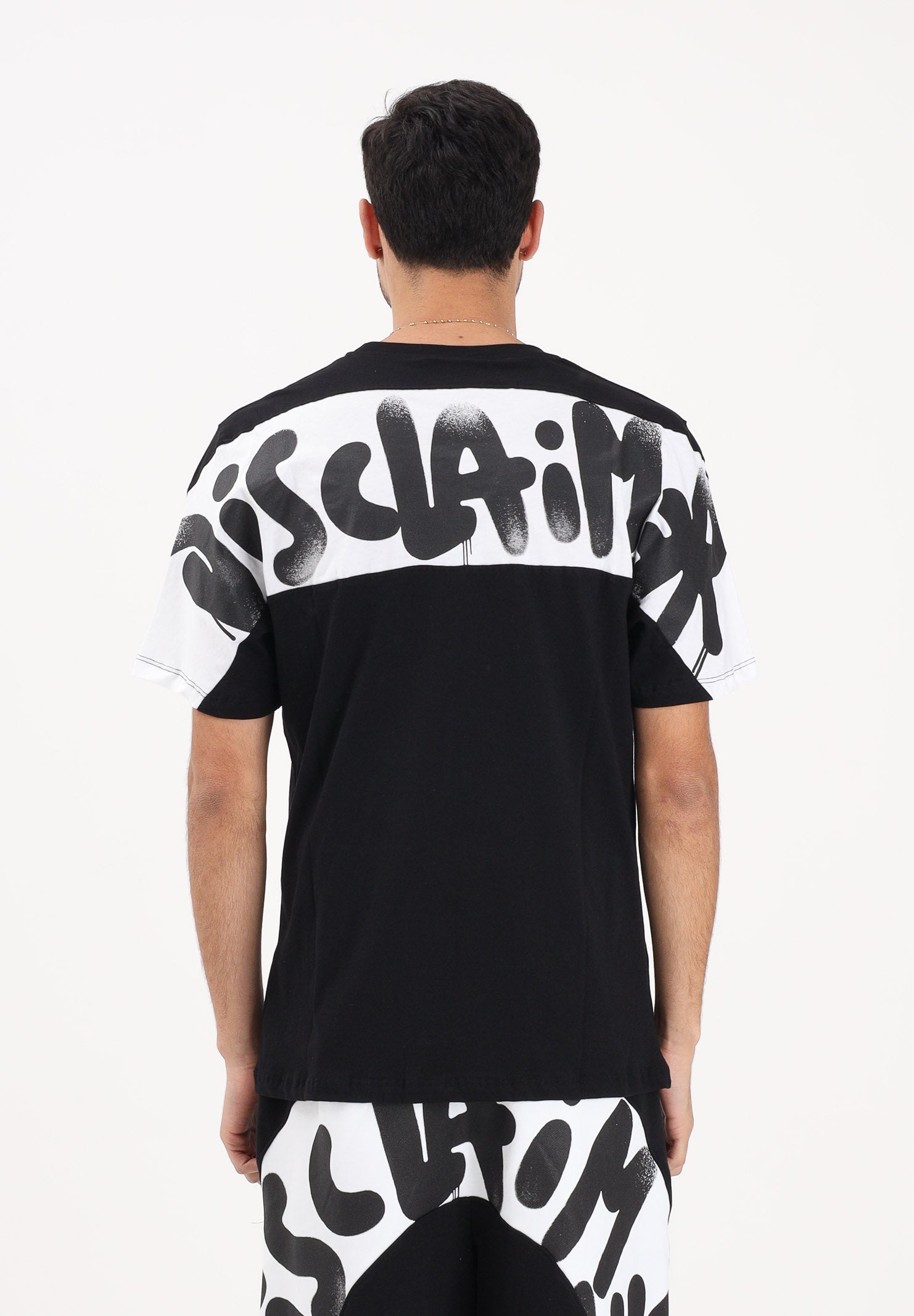 DISCLAIMER T-shirt a manica corta nera da uomo con stampa logo sul retro 26EDS55432 NEBI DISCLAIMER 