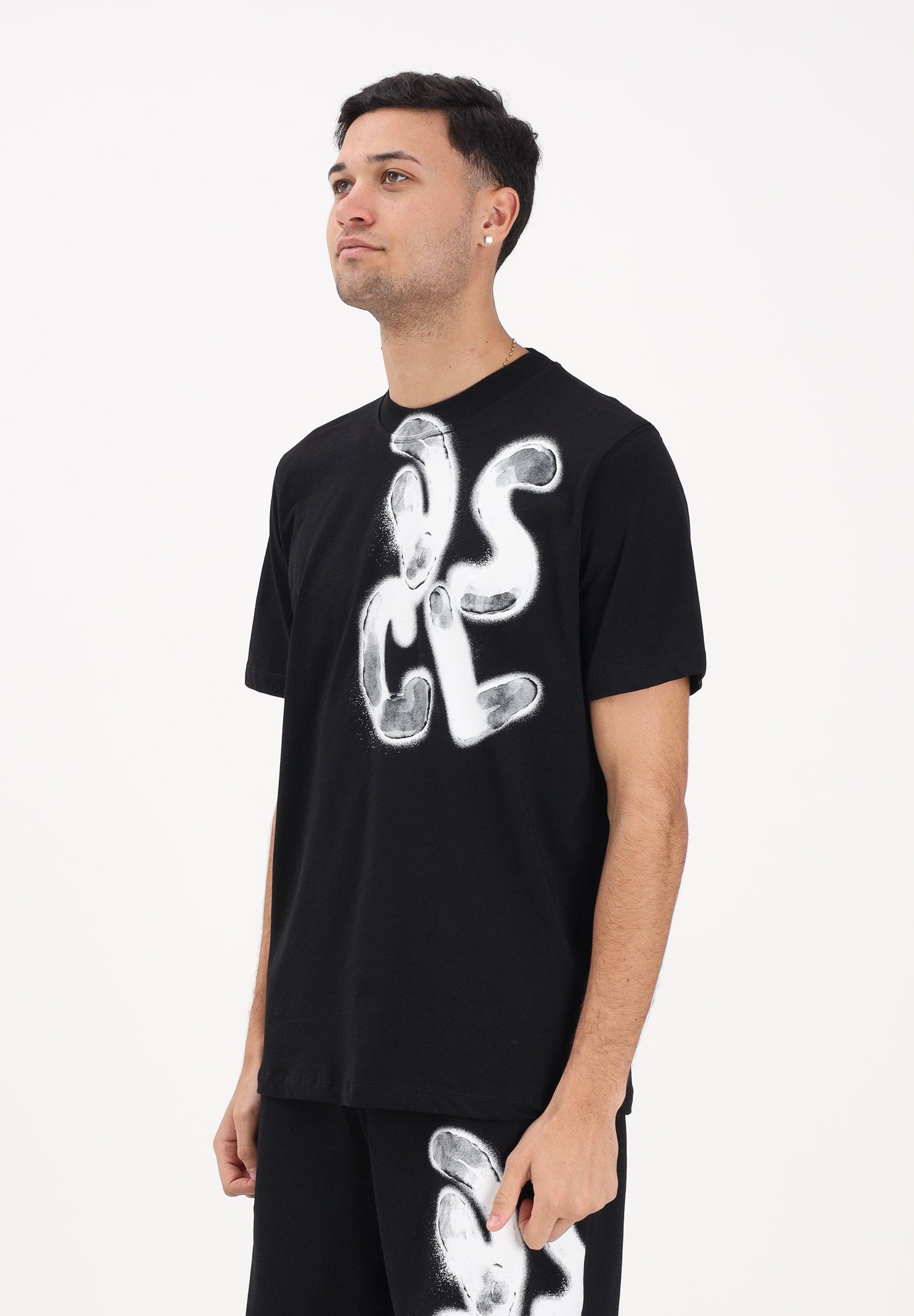DISCLAIMER T-shirt a manica corta nera da uomo con lettering logo 26EDS55434 NE DISCLAIMER 