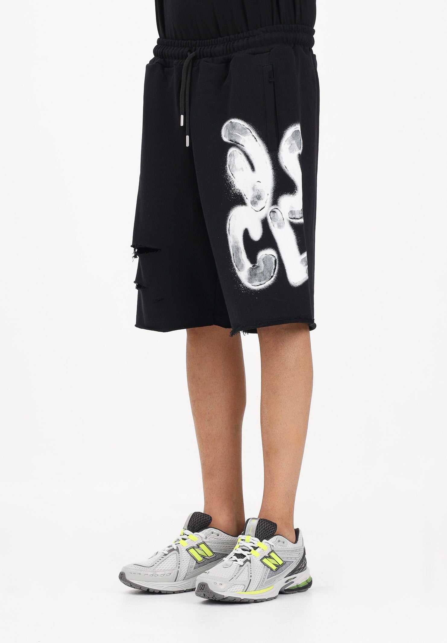 DISCLAIMER Shorts sportivo nero da uomo con logo 26EDS55435 NE DISCLAIMER 