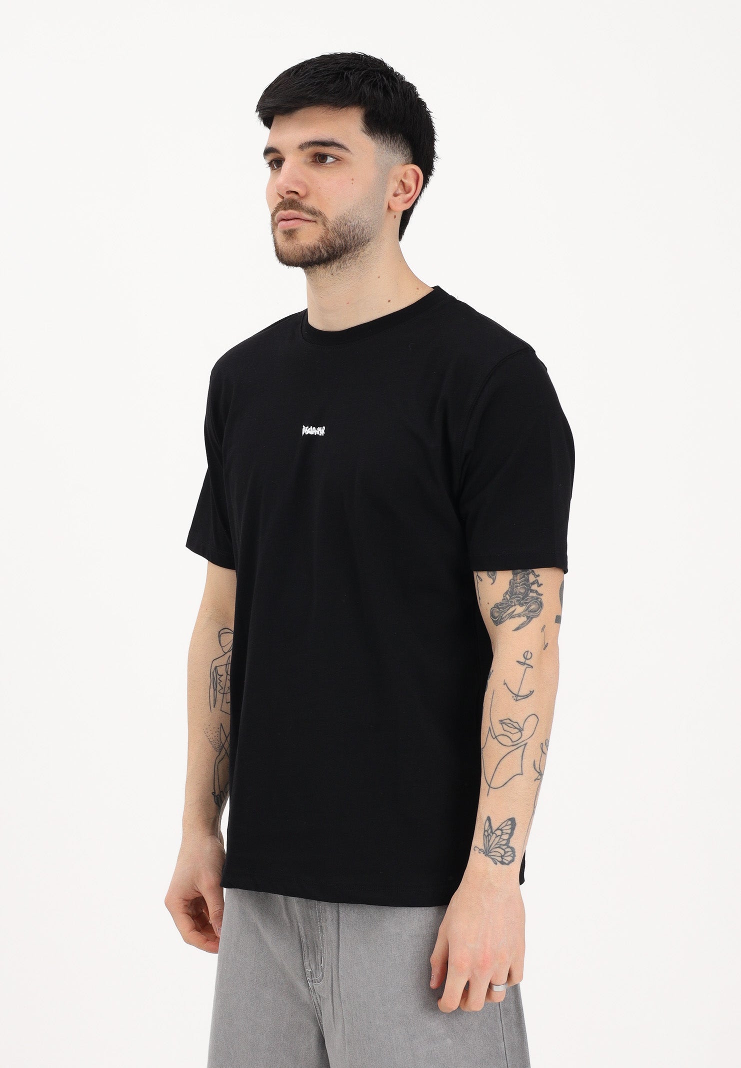 DISCLAIMER T-shirt a manica corta nera da uomo con stampa grafica posteriore 26EDS55445 NE DISCLAIMER 