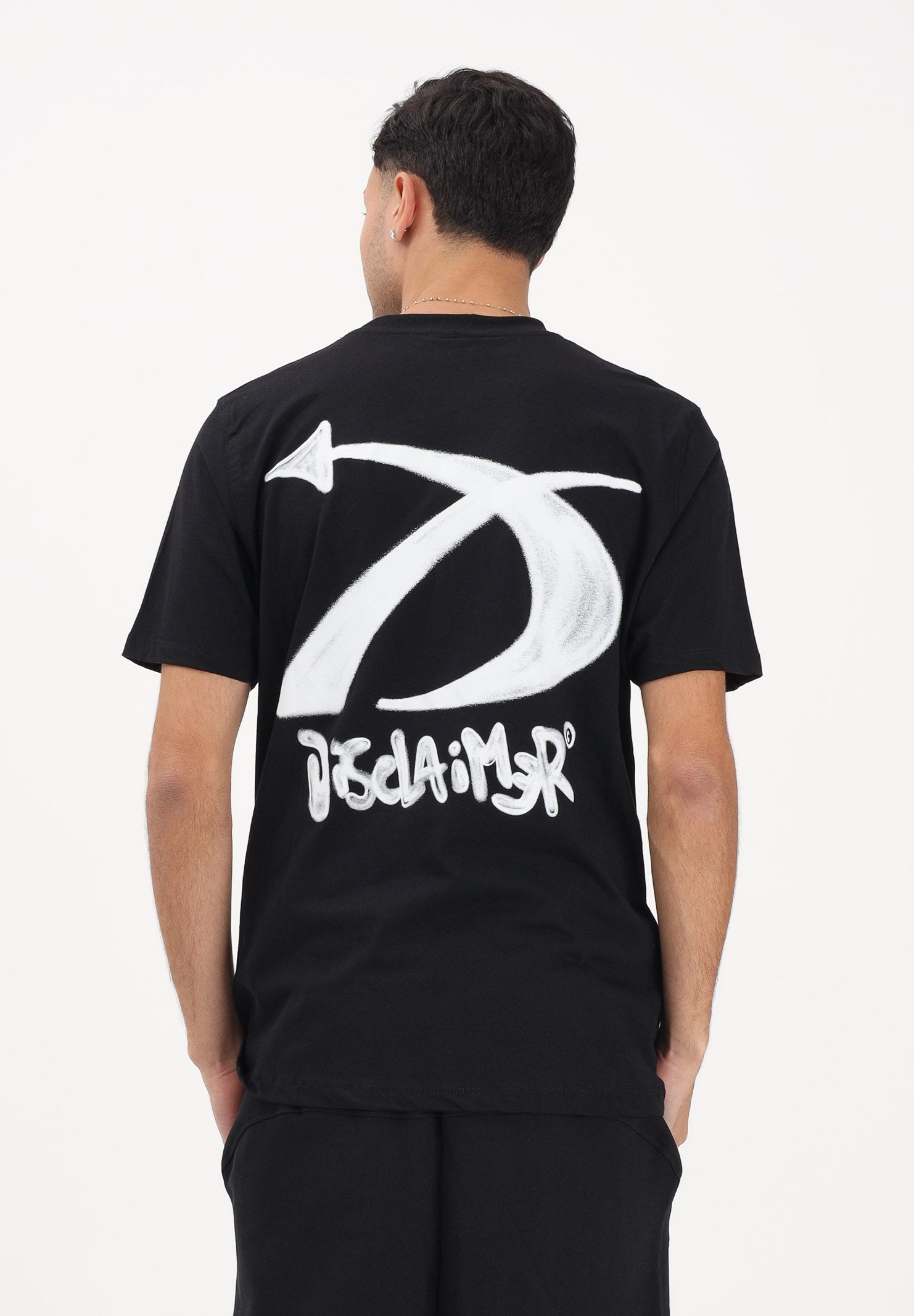 DISCLAIMER T-shirt a manica corta nera da uomo con stampa sul retro 26EDS55450 NE DISCLAIMER 