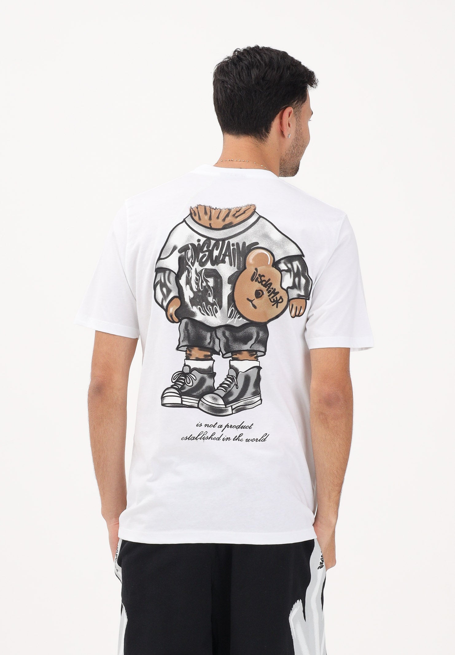 DISCLAIMER T-shirt a manica corta bianca da uomo con stampa sul retro 26EDS55535 BI DISCLAIMER 