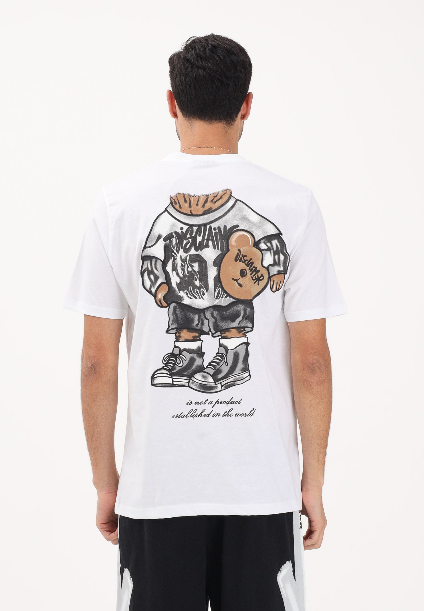 DISCLAIMER T-shirt a manica corta bianca da uomo con stampa sul retro 26EDS55535 BI DISCLAIMER 