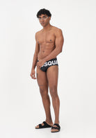 DSQUARED2 Slip mare nero da uomo con logo maxi e stampa all-over D7B2E6590 010 DSQUARED2 