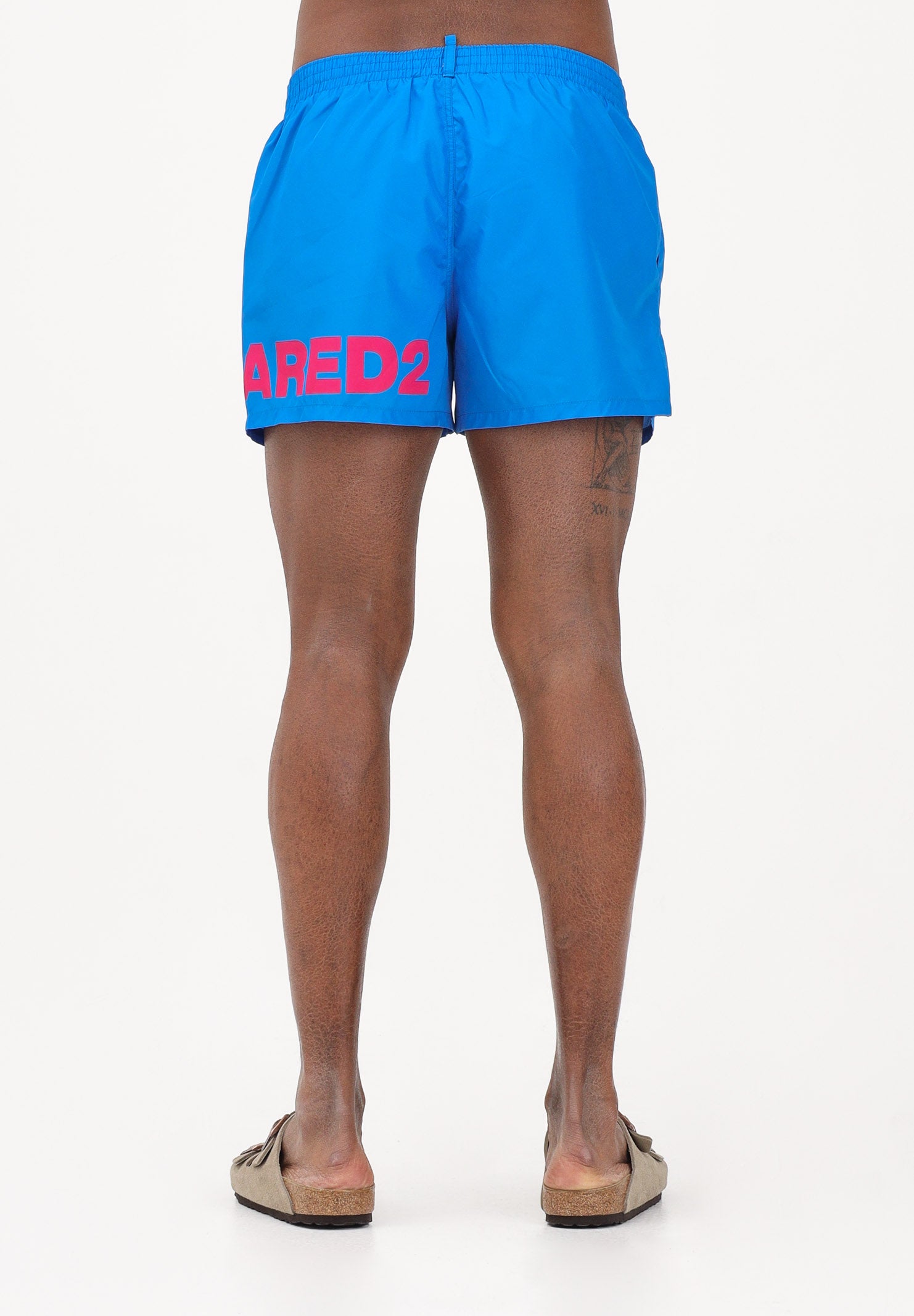 DSQUARED2 Shorts mare blu acceso da uomo con stampa logo D7B5C6750 452 DSQUARED2 