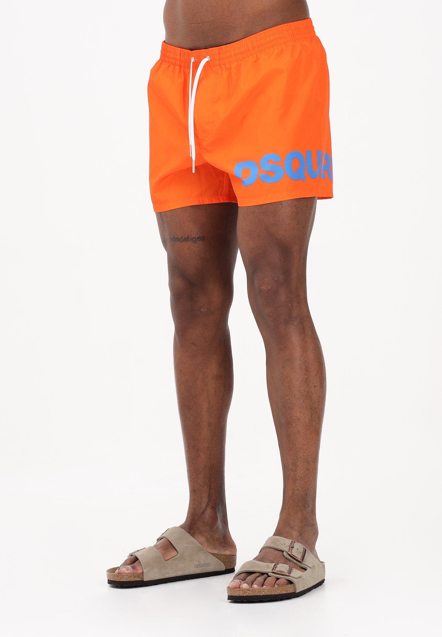 DSQUARED2 Shorts mare arancione da uomo con stampa logo D7B5C6750 810 DSQUARED2 