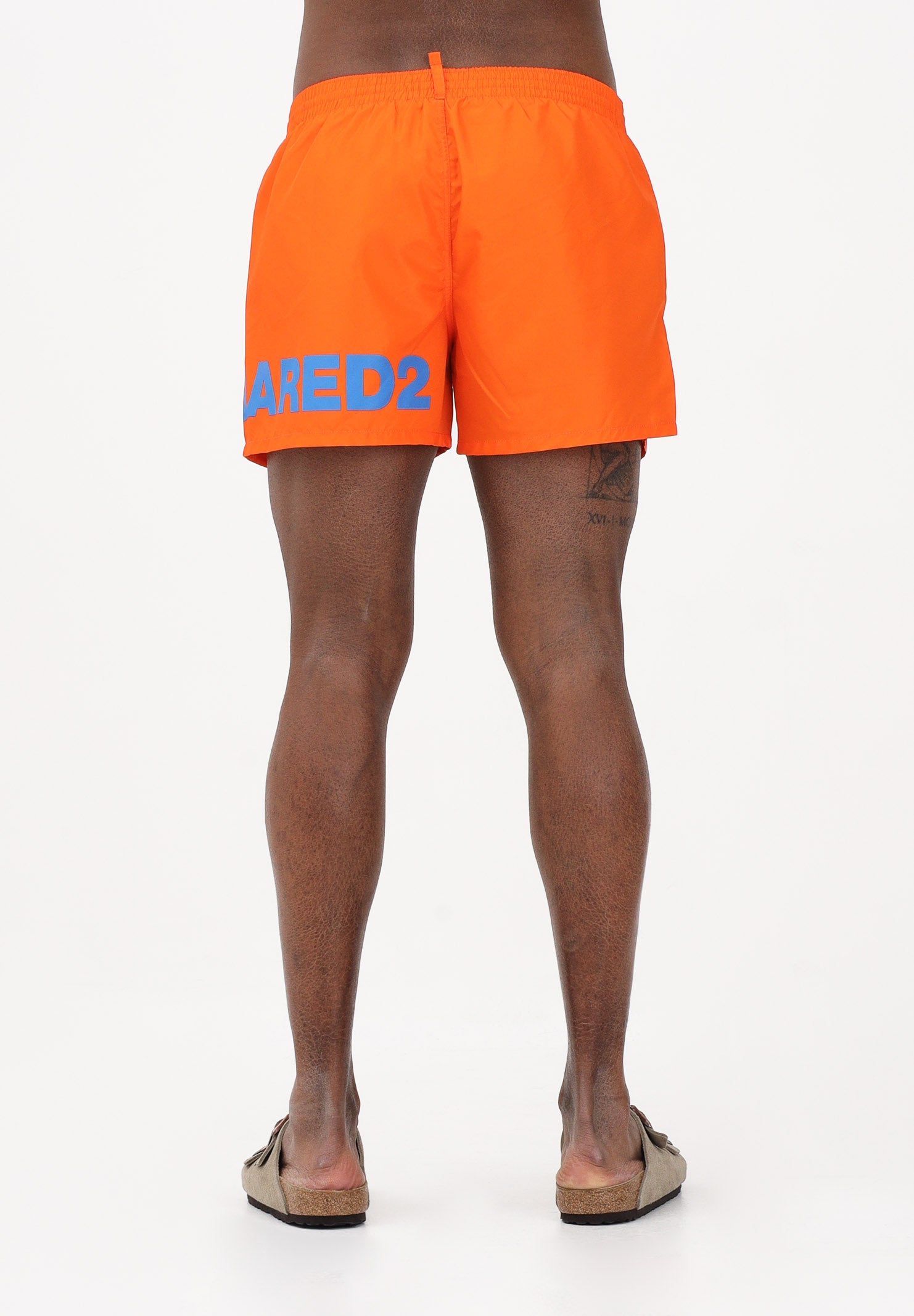 DSQUARED2 Shorts mare arancione da uomo con stampa logo D7B5C6750 810 DSQUARED2 