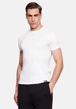 DSQUARED2 T-shirt a manica corta bianca da uomo con patch logo D9M206240 100 DSQUARED2 