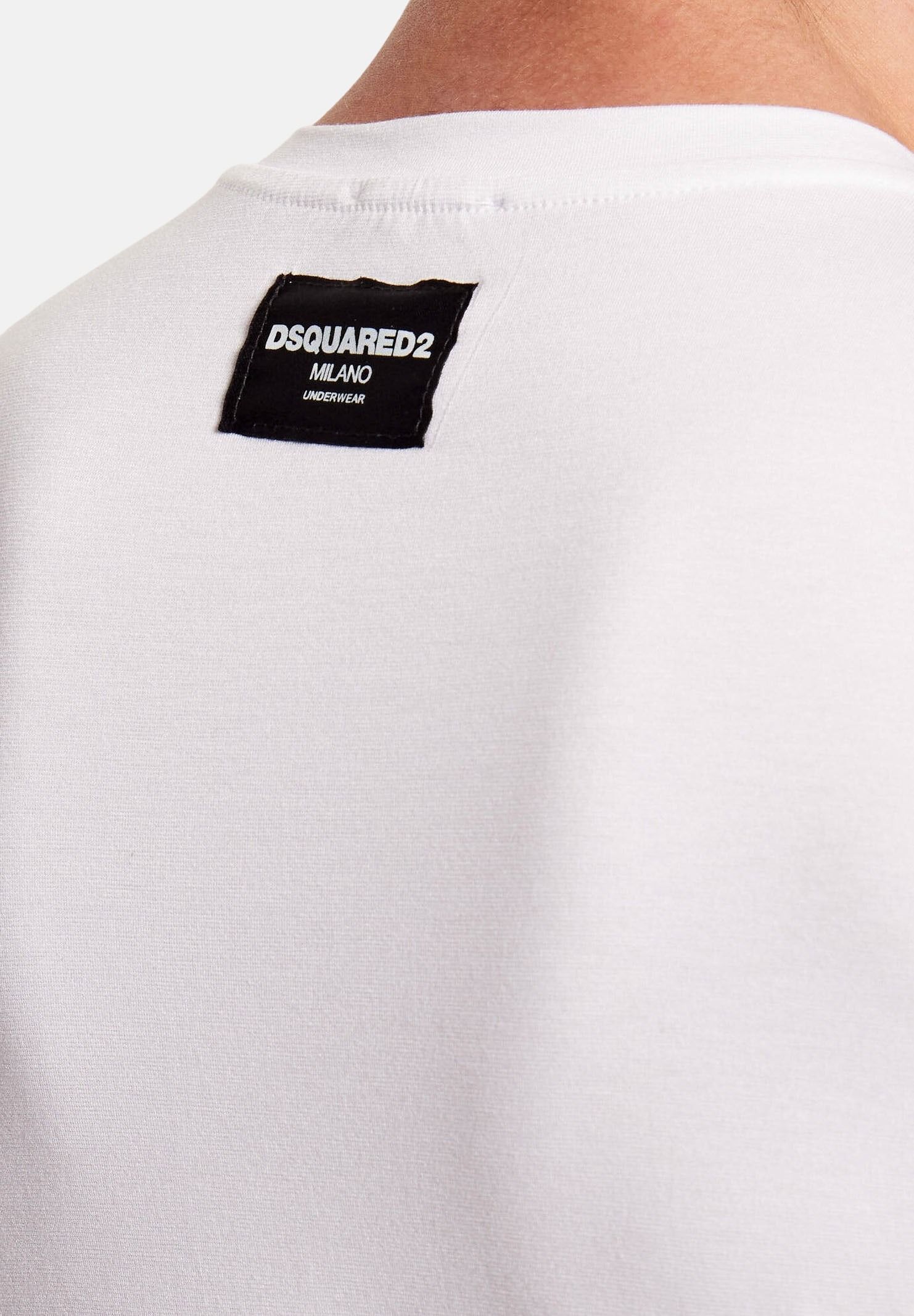 DSQUARED2 T-shirt a manica corta bianca da uomo con patch logo D9M206240 100 DSQUARED2 
