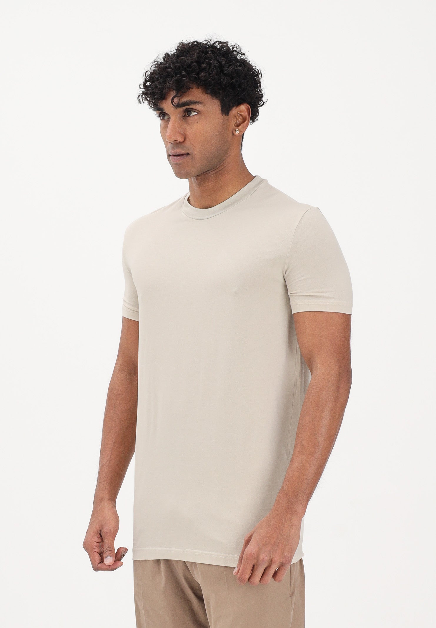 DSQUARED2 T-shirt a manica corta beige da uomo con patch logo D9M206240 266 DSQUARED2 