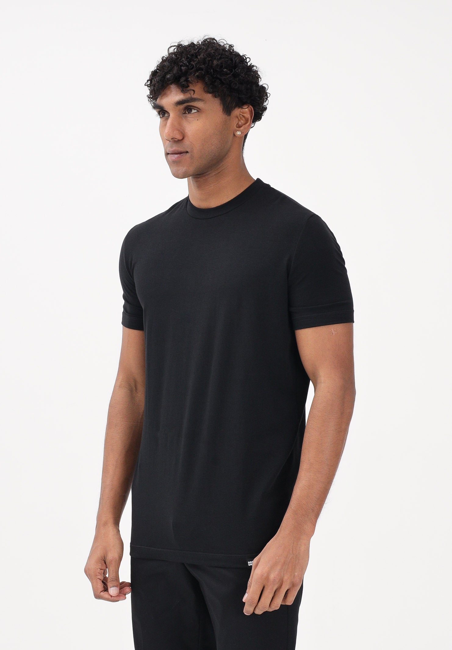 DSQUARED2 T-shirt a manica corta nera da uomo con ricamo logo sul retro D9M206250 001 DSQUARED2 