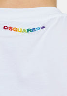 DSQUARED2 T-shirt a manica corta bianca da uomo con ricamo logo sul retro D9M206250 100 DSQUARED2 