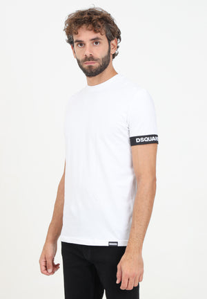 DSQUARED2 T-shirt a manica corta bianca da uomo con manica logata D9M3S6210 100 DSQUARED2 