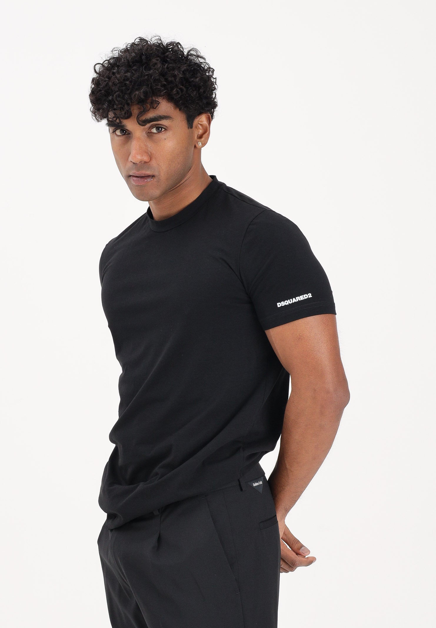 DSQUARED2 T-shirt a manica corta nera da uomo con logo DCX290070 001 DSQUARED2 