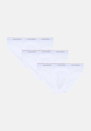 DSQUARED2 Slip (3pz) bianchi da uomo con fascia elastica logata DCX300060 100 DSQUARED2 