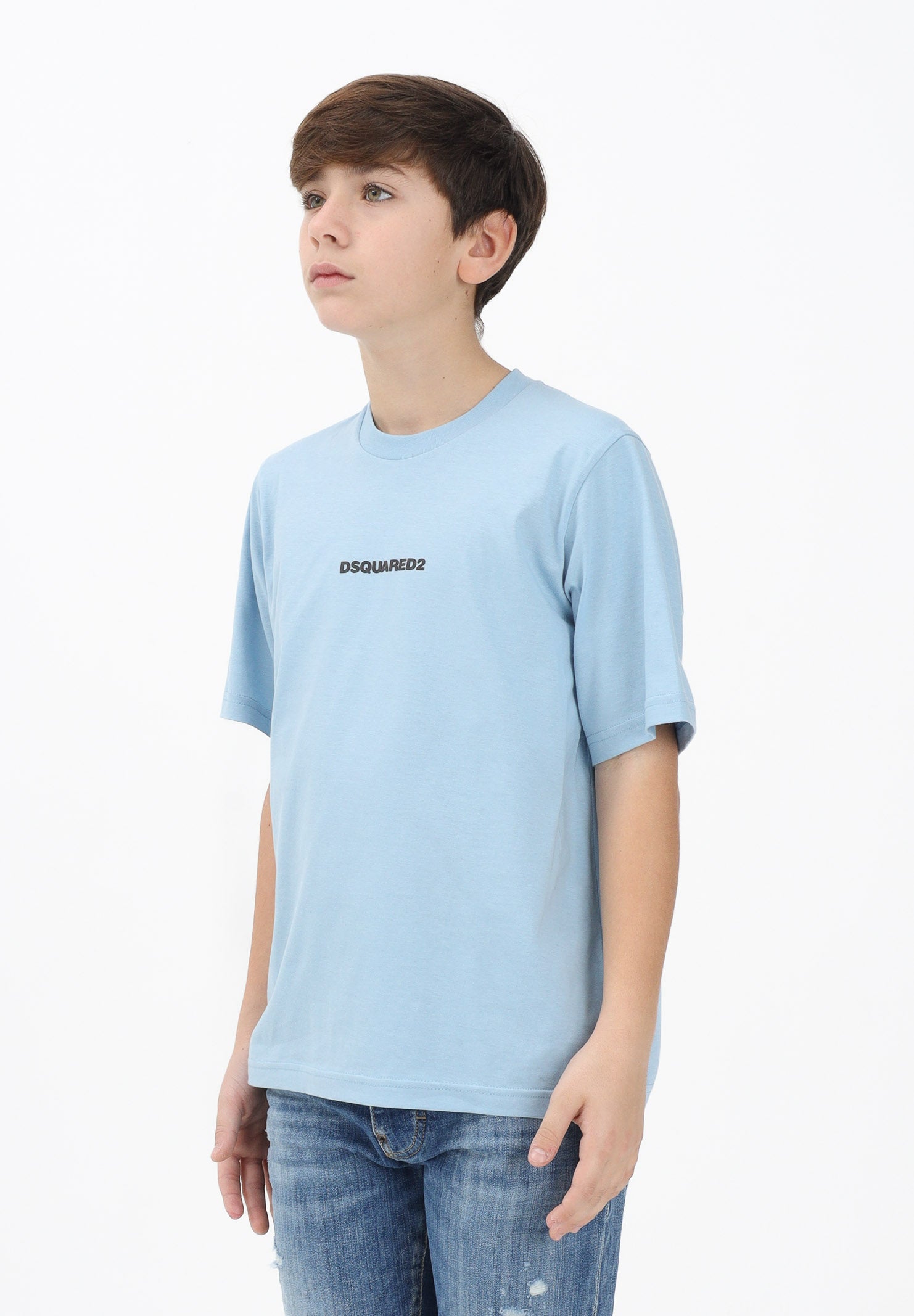 DSQUARED2 T-shirt a manica corta celeste per donna, ragazzi e bambini con logo DQ2823D004G DQ814 DSQUARED2 