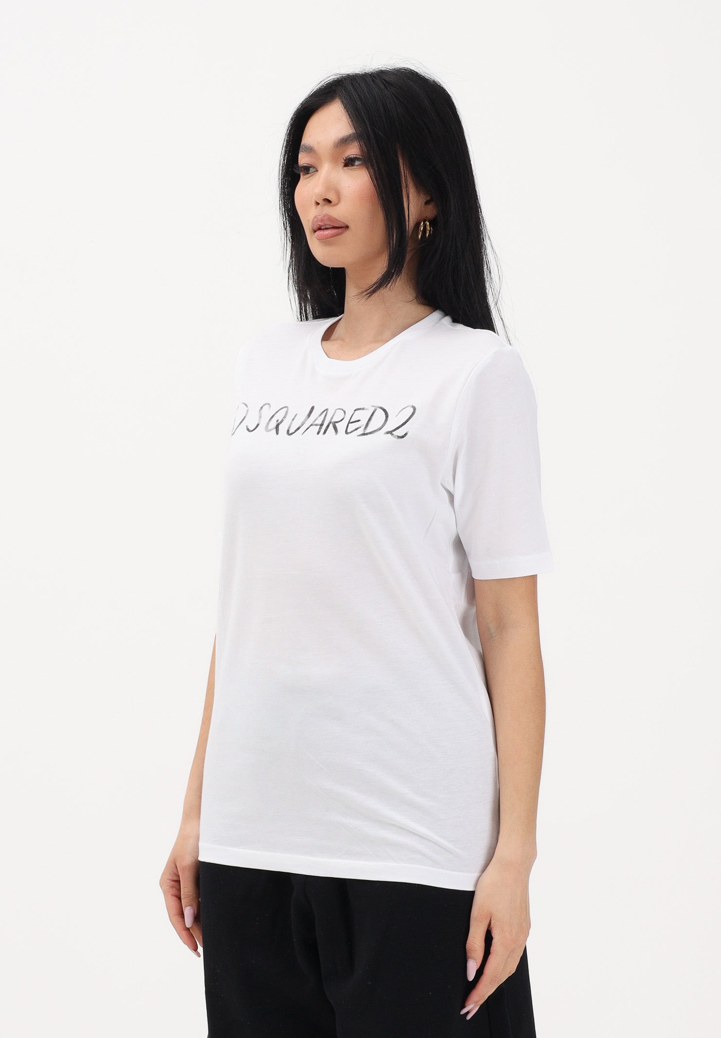 DSQUARED2 T-shirt a manica corta bianca per donna, ragazzi e bambini con logo DQ3158D0AGP DQ100 DSQUARED2 