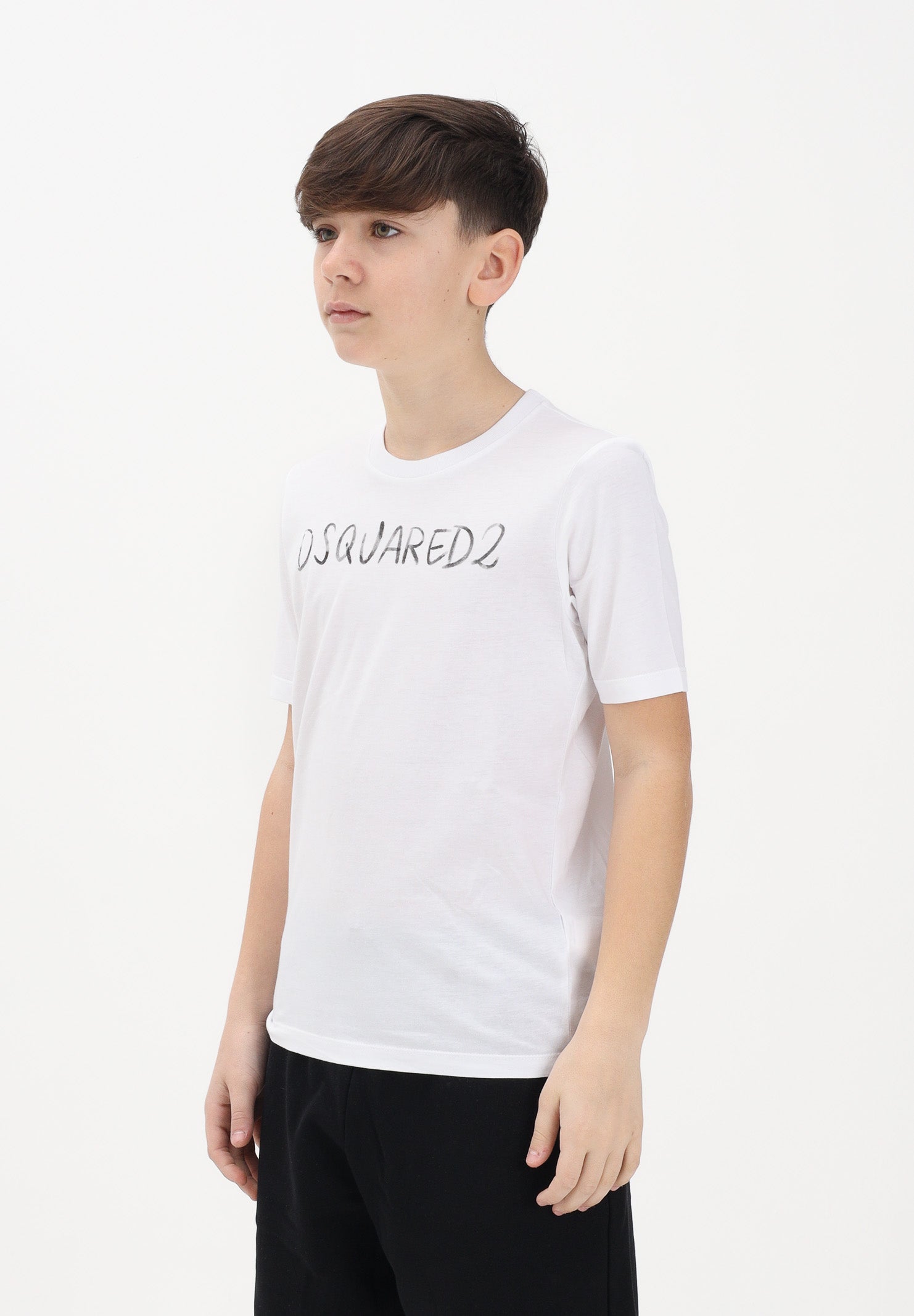 DSQUARED2 T-shirt a manica corta bianca per donna, ragazzi e bambini con logo DQ3158D0AGP DQ100 DSQUARED2 