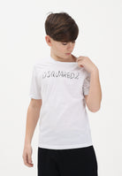 DSQUARED2 T-shirt a manica corta bianca per donna, ragazzi e bambini con logo DQ3158D0AGP DQ100 DSQUARED2 