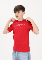 DSQUARED2 T-shirt a manica corta rossa per donna, ragazzi e bambini con logo DQ3158D0AGP DQ401 DSQUARED2 
