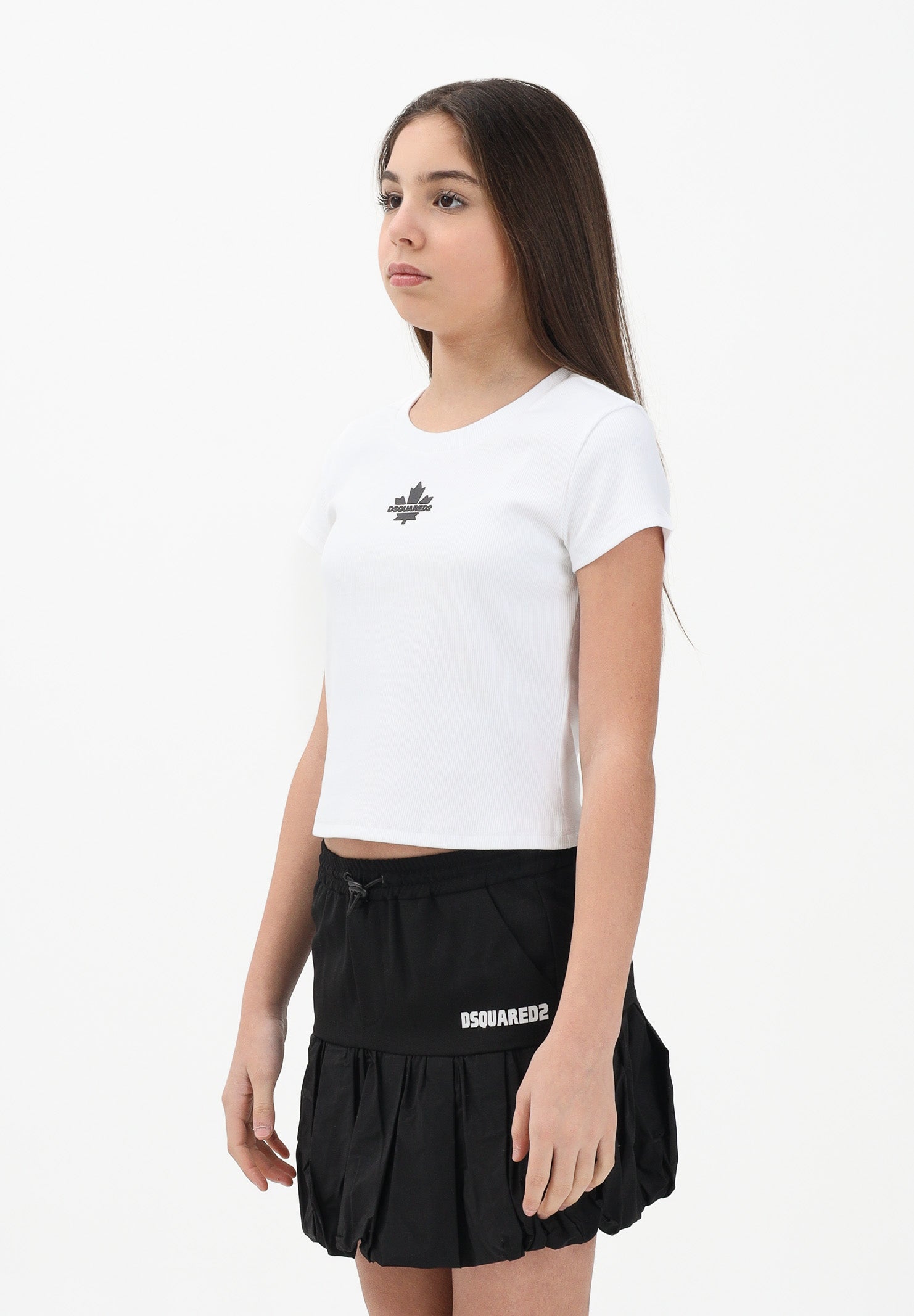 DSQUARED2 T-shirt a manica corta bianca per donna, ragazze e bambine con logo DQ3160D0AGG DQ100 DSQUARED2 