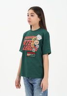 DSQUARED2 T-shirt a manica corta verde per donna, ragazzi e bambini con logo applicato e patch DQ3165D0ACD DQ522 DSQUARED2 