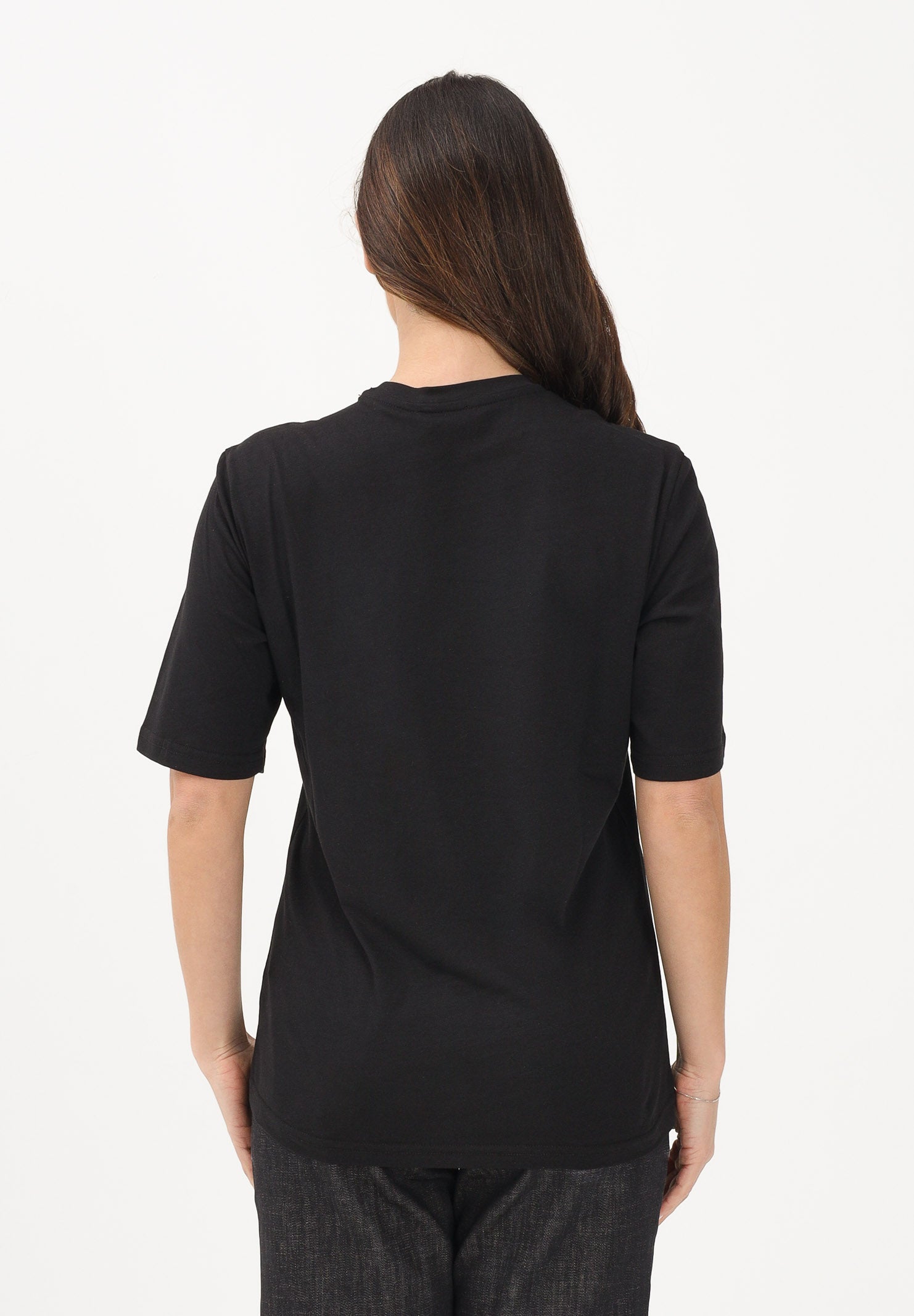 DSQUARED2 T-shirt a manica corta nera per donna, ragazzi e bambini con logo applicato e patch DQ3165D0ACD DQ900 DSQUARED2 