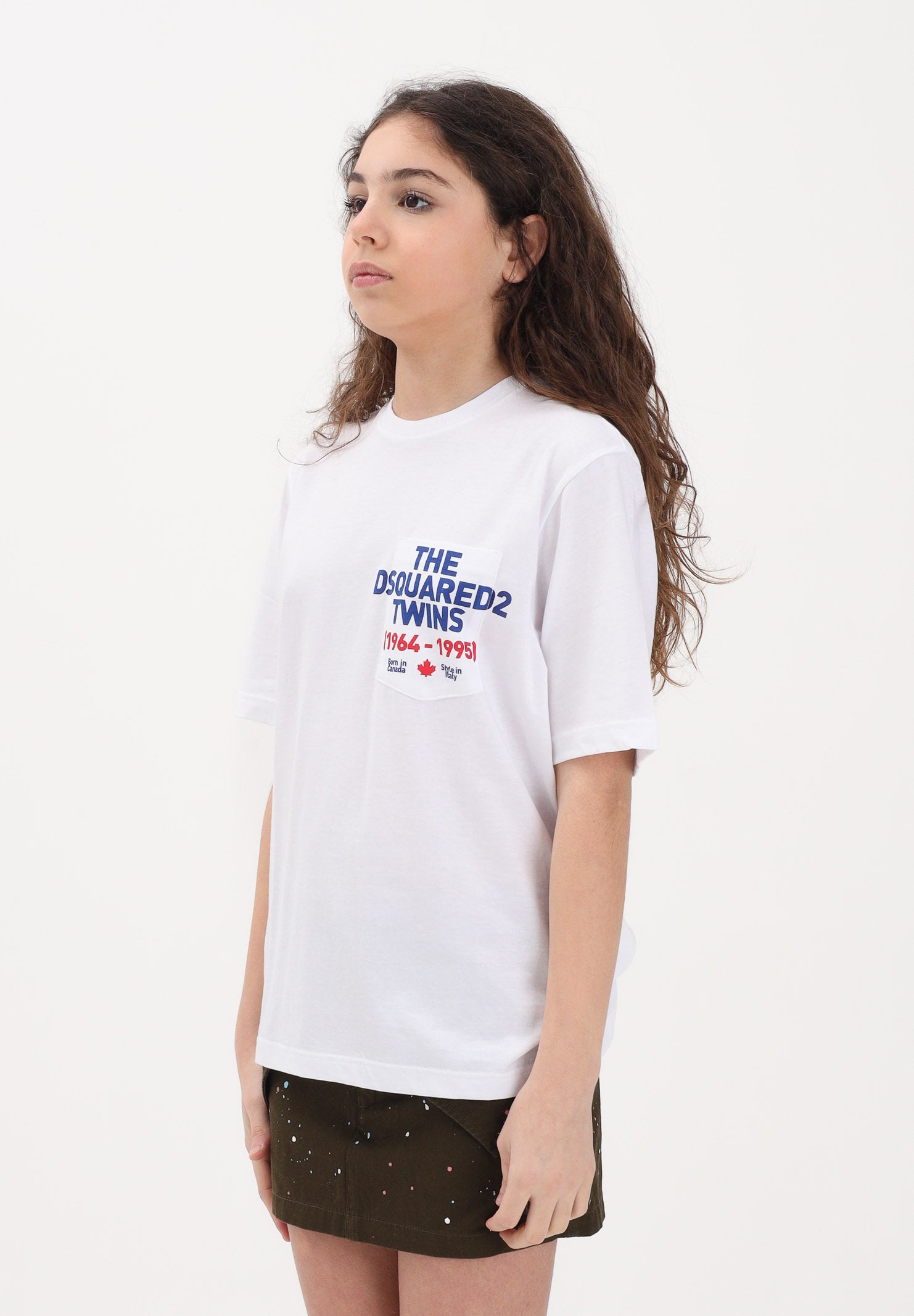 DSQUARED2 T-shirt a manica corta bianca per donna, ragazzi e bambini con stampa DQ3166D004G DQ100 DSQUARED2 