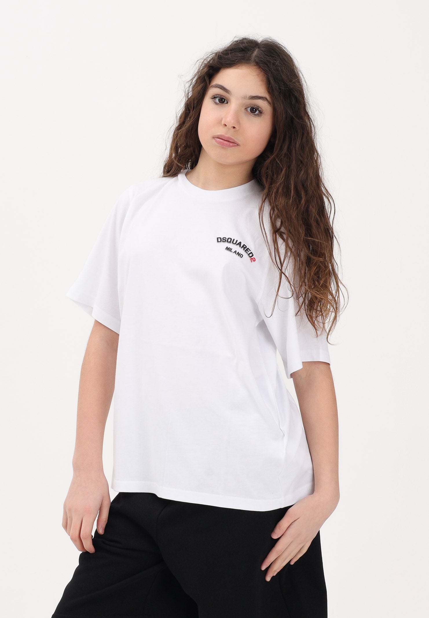 DSQUARED2 T-shirt a manica corta bianca per donna, ragazzi e bambini con logo DQ3169D0AAP DQ100 DSQUARED2 