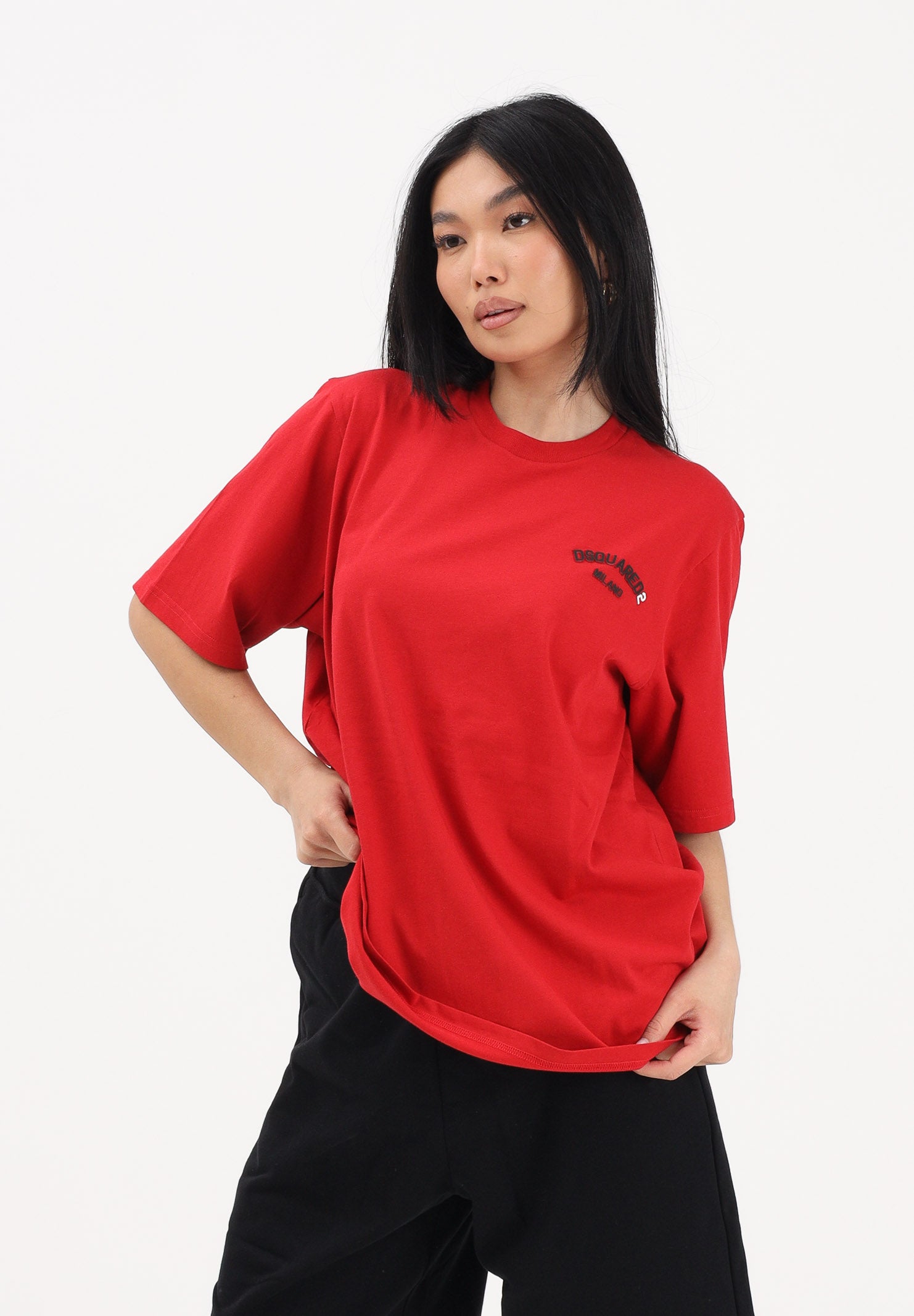 DSQUARED2 T-shirt a manica corta rossa per donna, ragazzi e bambini con logo DQ3169D0AAP DQ401 DSQUARED2 