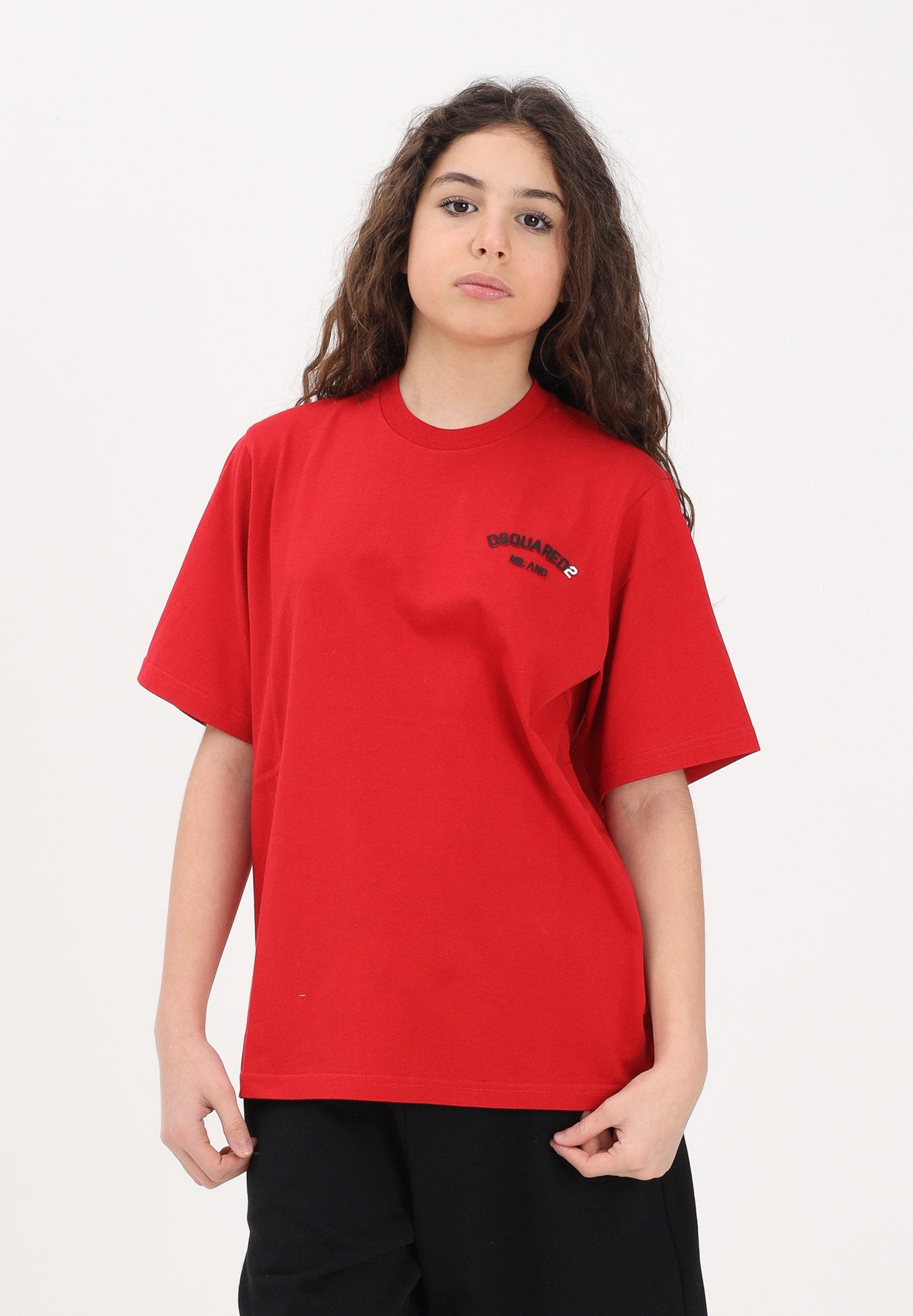 DSQUARED2 T-shirt a manica corta rossa per donna, ragazzi e bambini con logo DQ3169D0AAP DQ401 DSQUARED2 