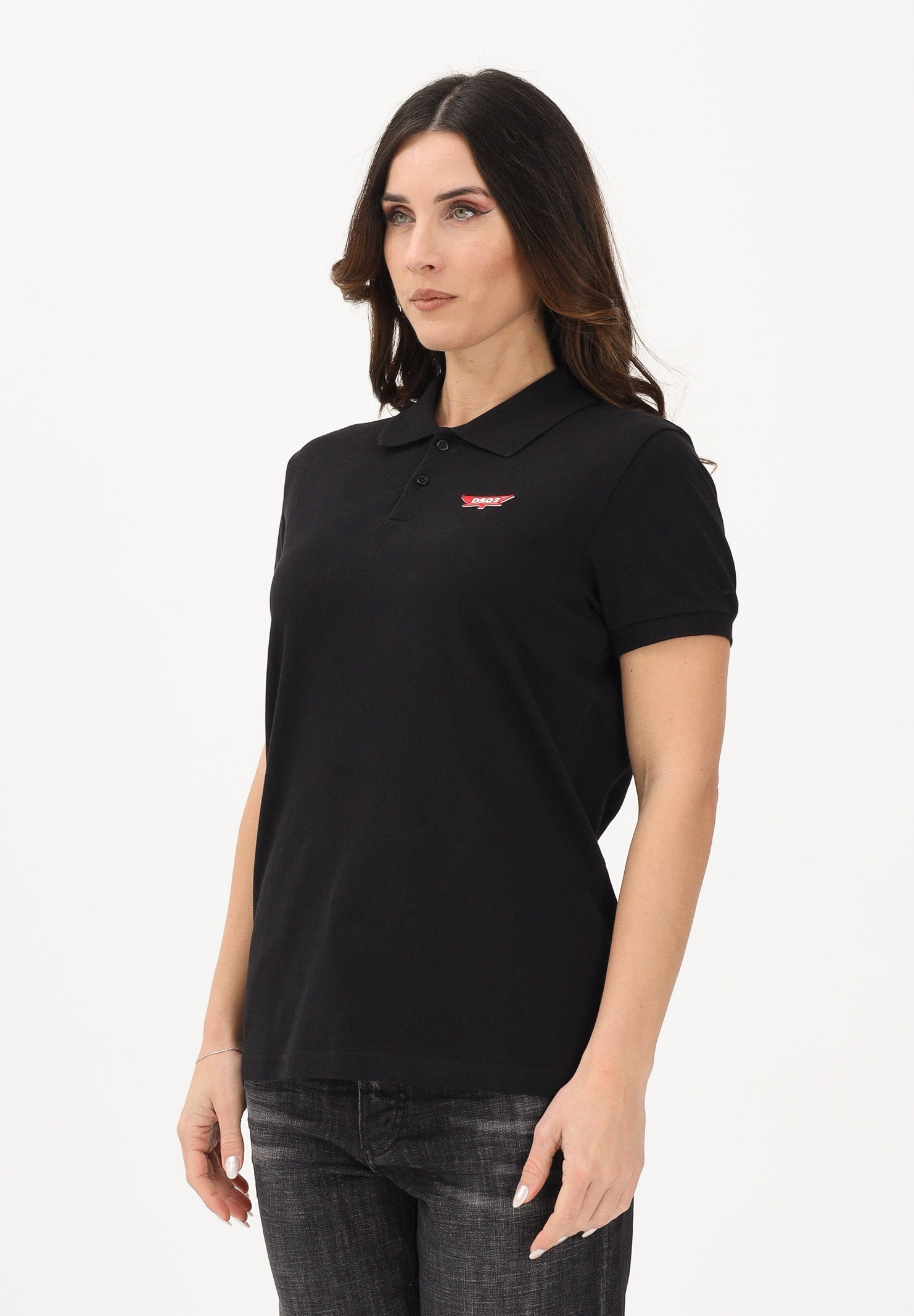 DSQUARED2 Polo a manica corta nera per donna, ragazzi e bambini con logo DQ3175D0AGD DQ900 DSQUARED2 
