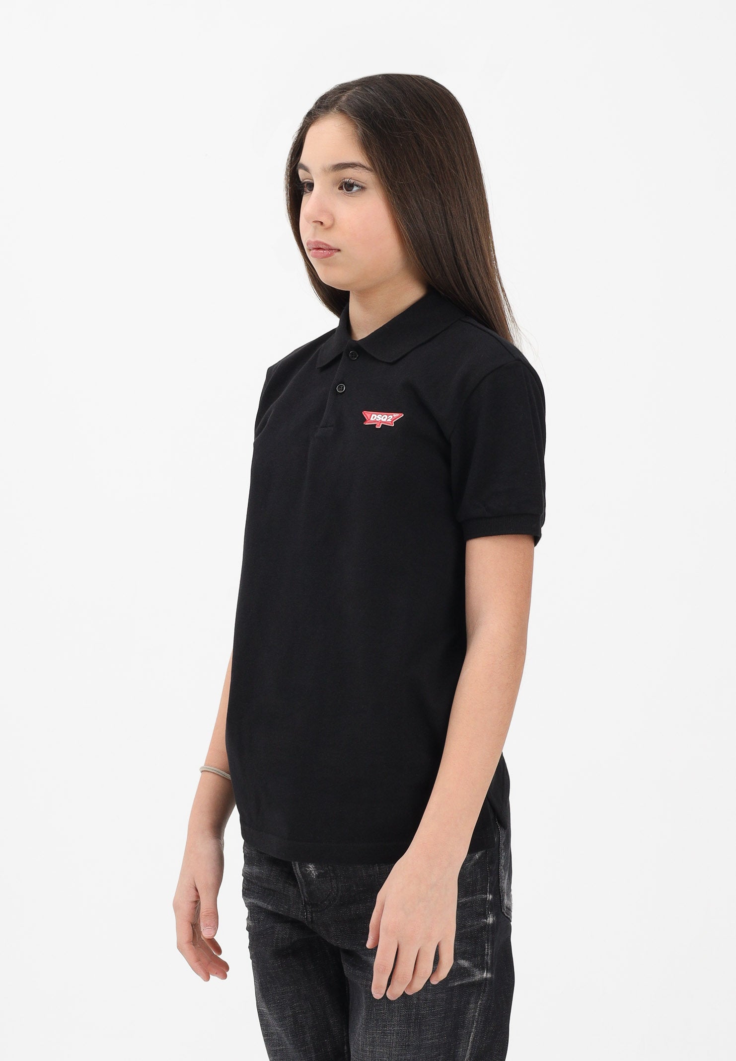 DSQUARED2 Polo a manica corta nera per donna, ragazzi e bambini con logo DQ3175D0AGD DQ900 DSQUARED2 