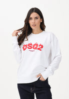 DSQUARED2 Felpa girocollo bianca per bambino, bambina e donna con logo DSQ2 DQ3187D0AGW DQ100 DSQUARED2 
